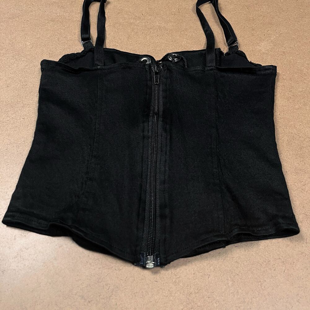 Y2K Lip Service Lace Up Front Corset Black Camisole Top XS Cami Vintage Goth - Picture 9 of 16